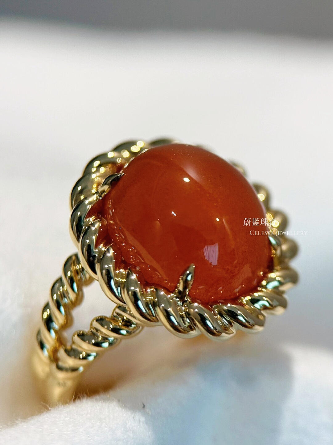 Orange Hard Candy in My Hand Southern Red Agate Ring