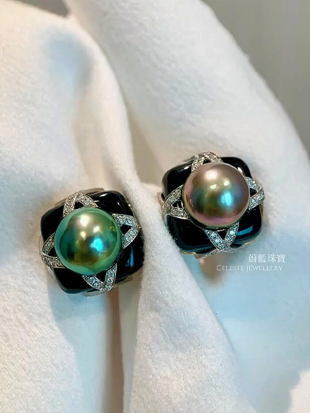 A different kind of Tahitian pearl earrings