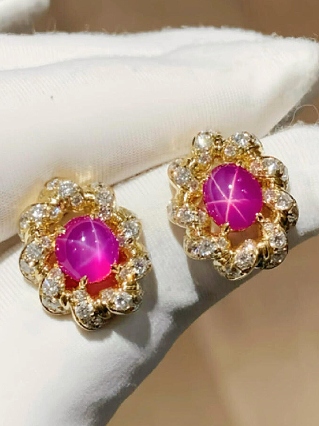 Star ruby earrings