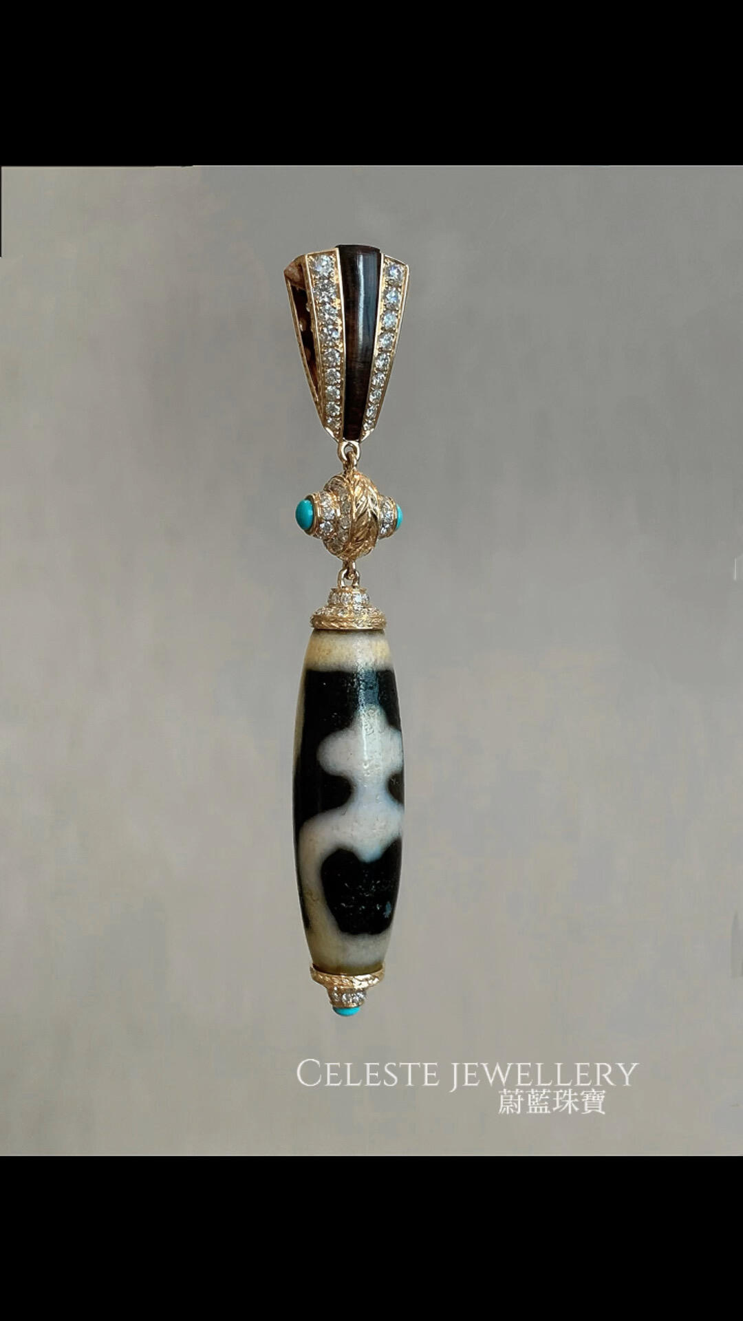 A prayer for people and nature dzi bead pendant necklace